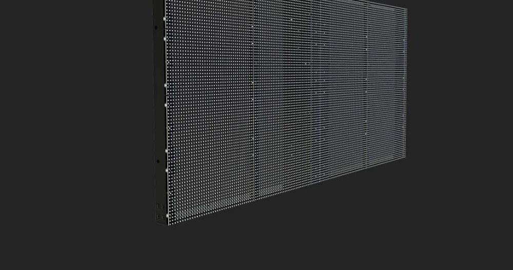 A digital image representing what the inside of a mesh LED display looks like.